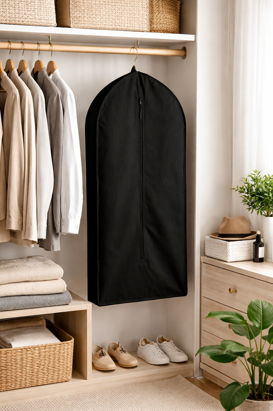 Black Cotton Garment Storage Bags – Breathable Reusable Clothing Covers